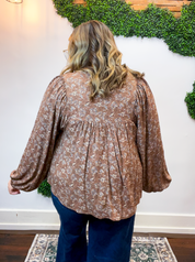 Tied in Bloom Blouse in Hazelnut