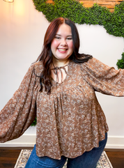 Tied in Bloom Blouse in Hazelnut