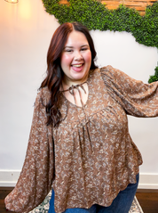 Tied in Bloom Blouse in Hazelnut