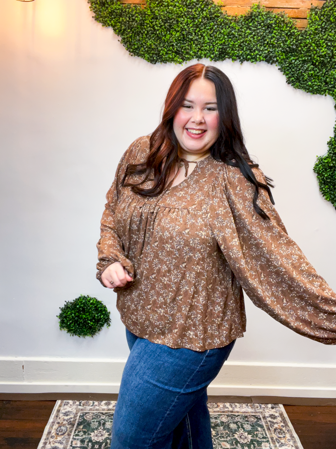Tied in Bloom Blouse in Hazelnut