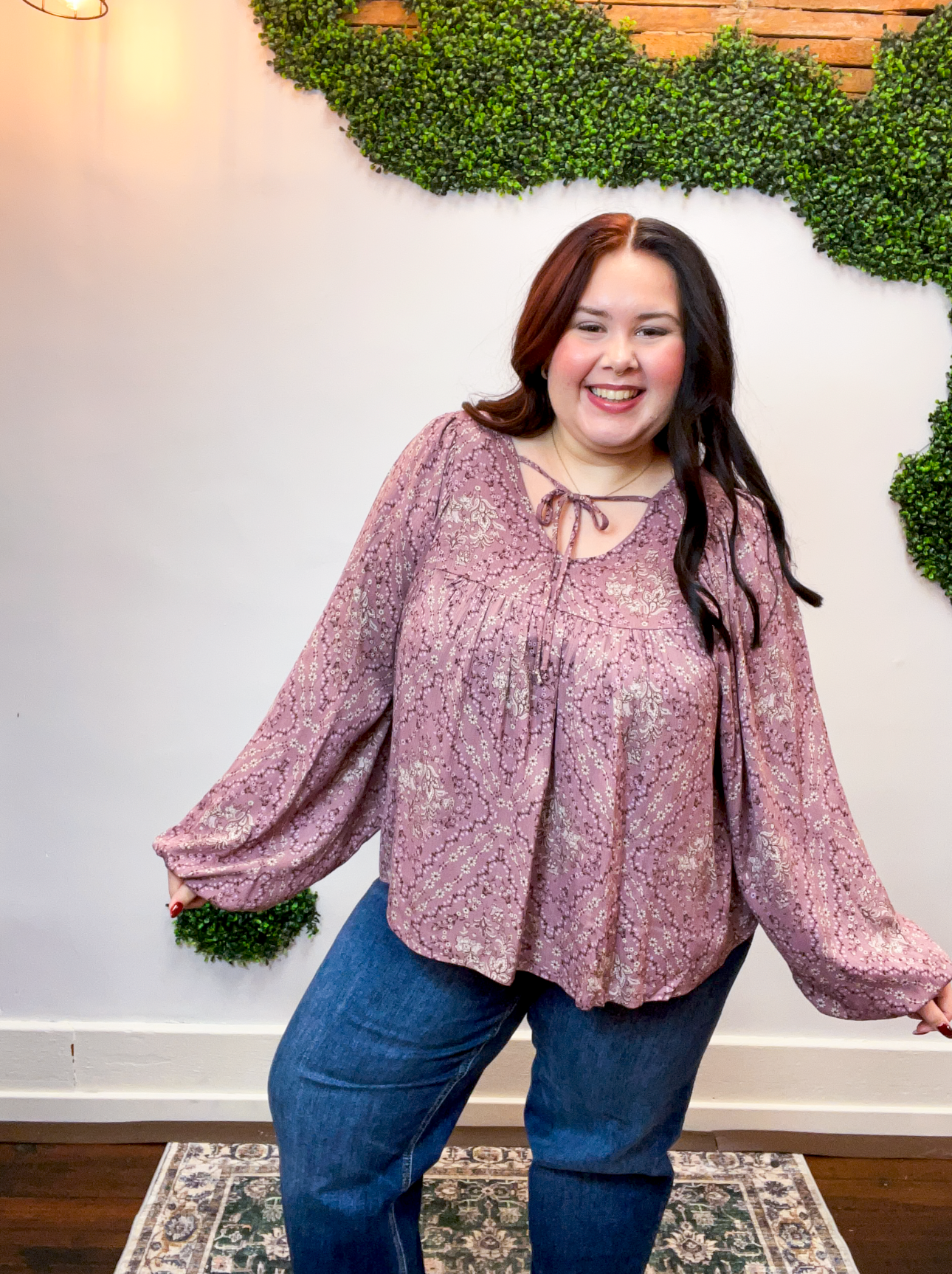 Tied in Bloom Blouse in Dusty Rose