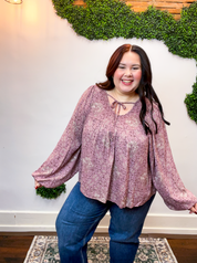 Tied in Bloom Blouse in Dusty Rose