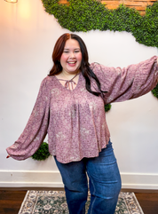 Tied in Bloom Blouse in Dusty Rose
