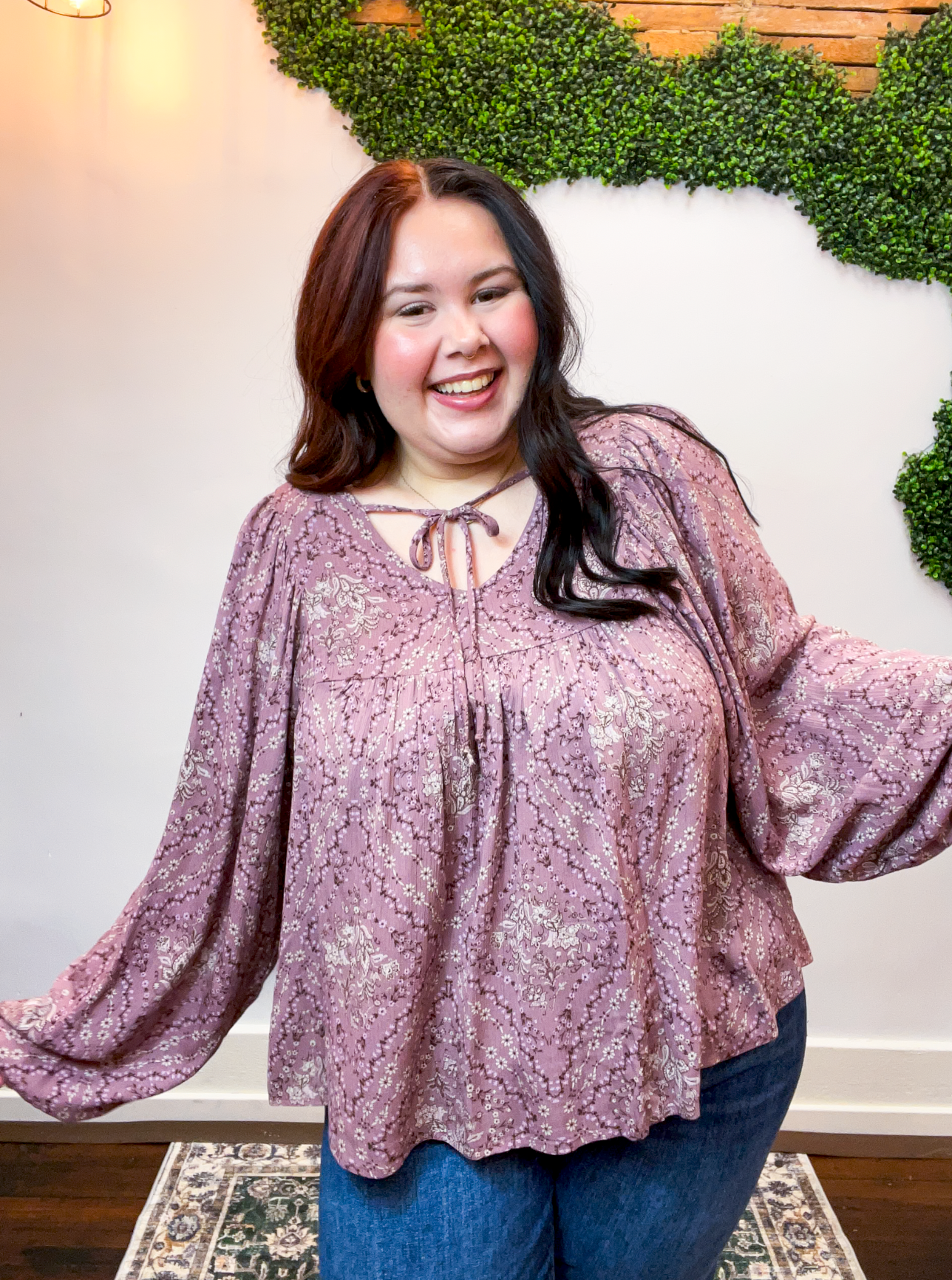 Tied in Bloom Blouse in Dusty Rose