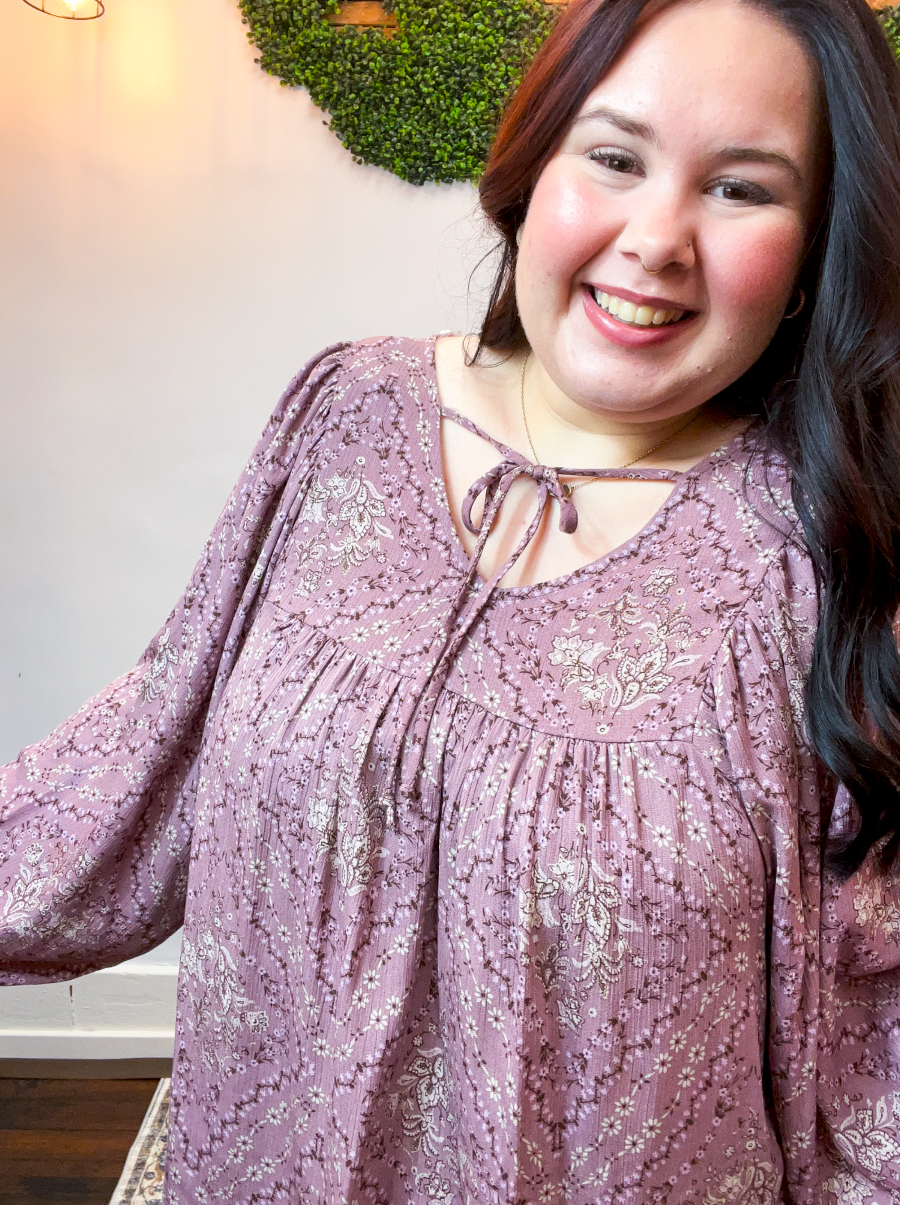 Tied in Bloom Blouse in Dusty Rose