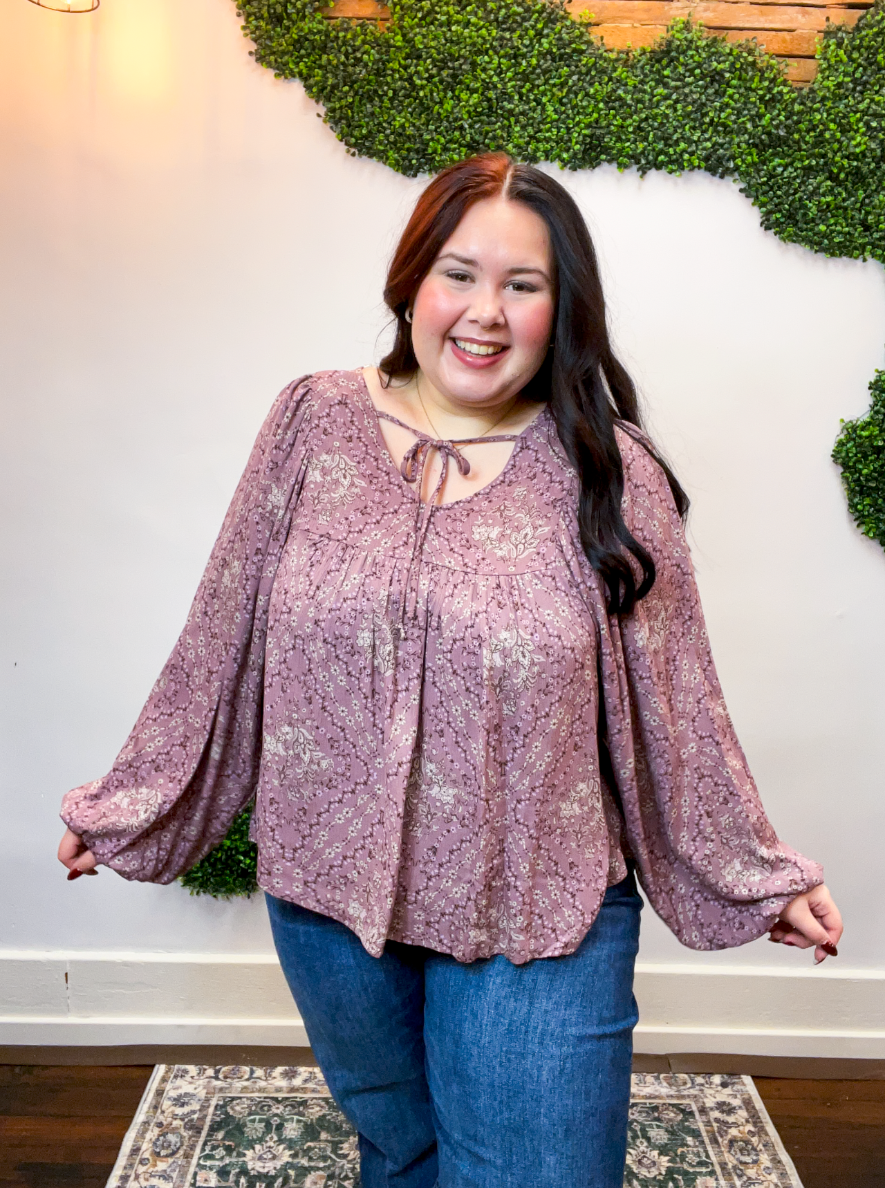 Tied in Bloom Blouse in Dusty Rose
