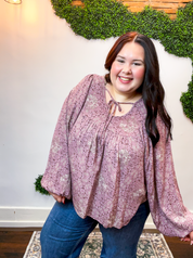 Tied in Bloom Blouse in Dusty Rose