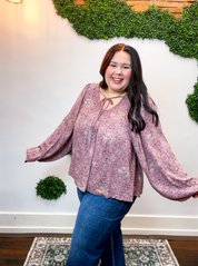 Tied in Bloom Blouse in Dusty Rose
