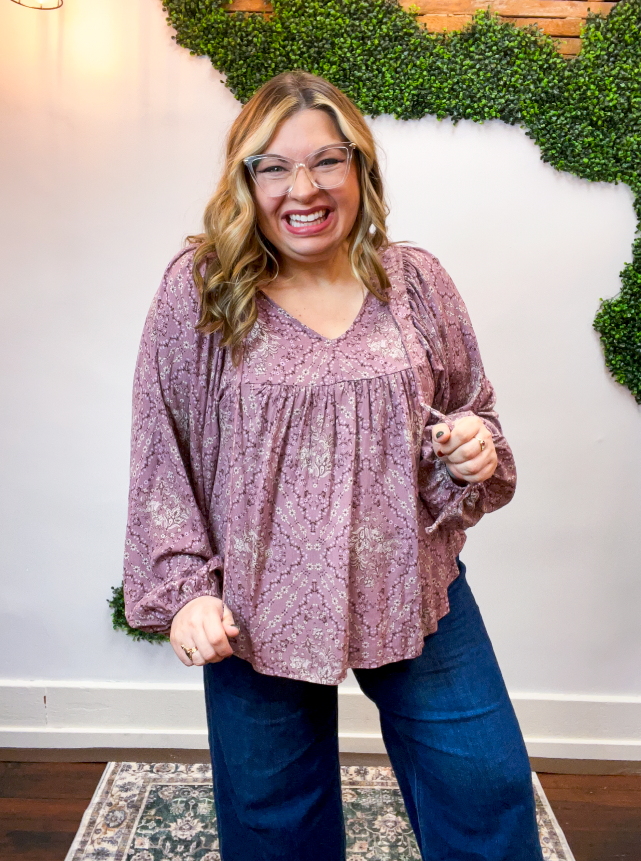 Tied in Bloom Blouse in Dusty Rose