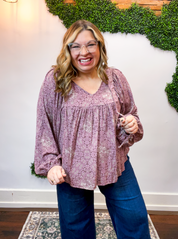 Tied in Bloom Blouse in Dusty Rose