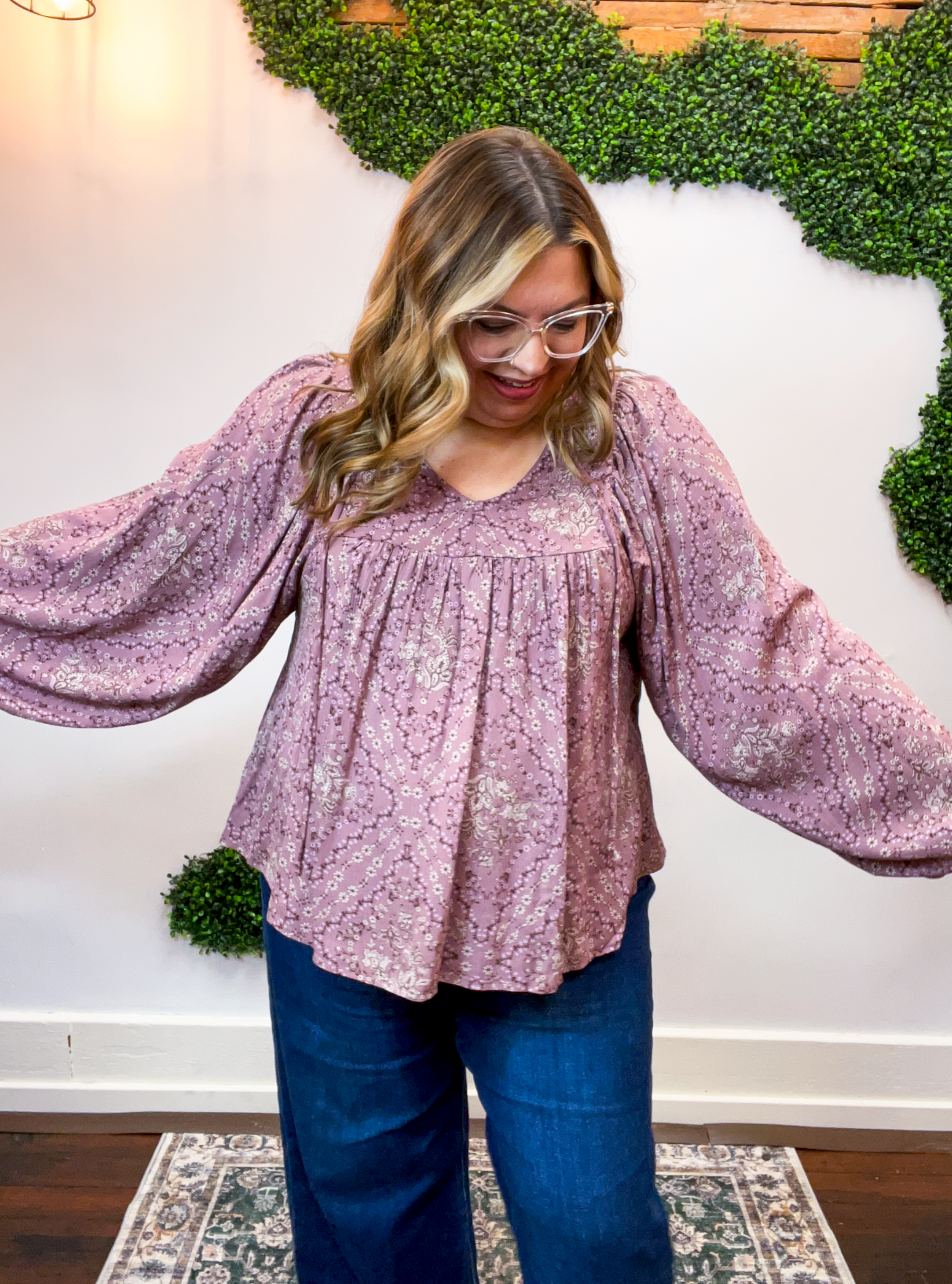 Tied in Bloom Blouse in Dusty Rose