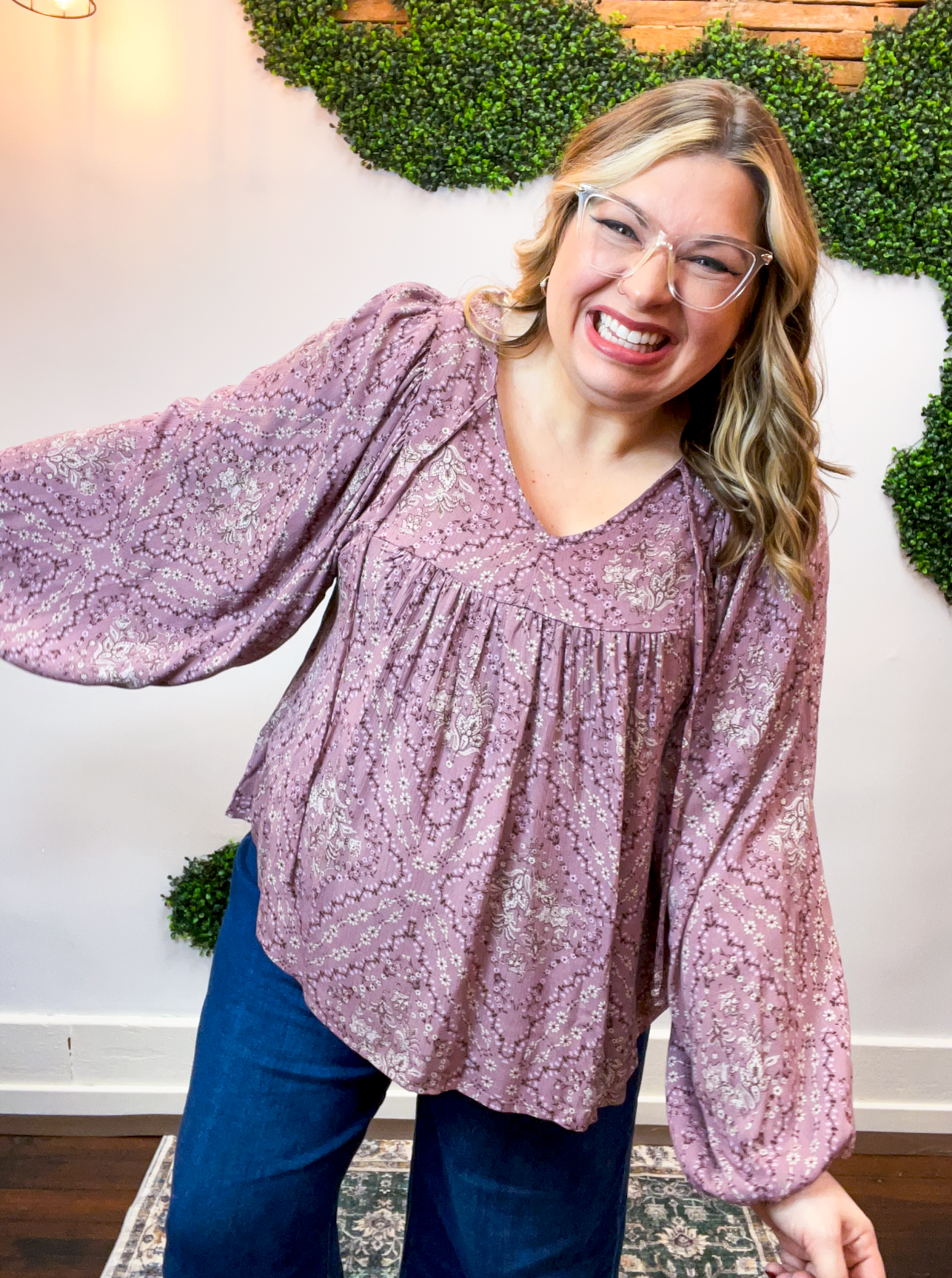 Tied in Bloom Blouse in Dusty Rose