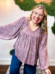 Tied in Bloom Blouse in Dusty Rose