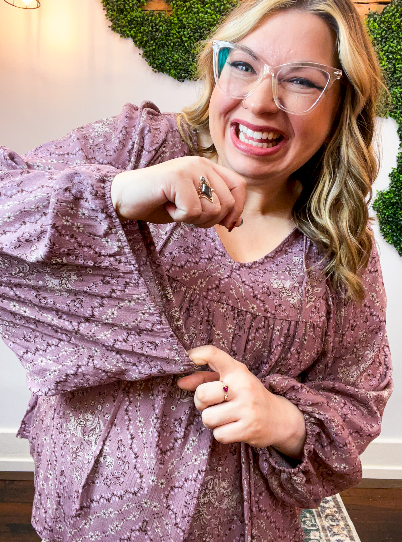 Tied in Bloom Blouse in Dusty Rose