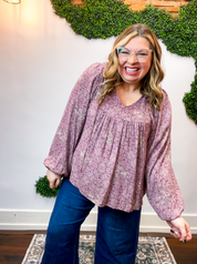 Tied in Bloom Blouse in Dusty Rose