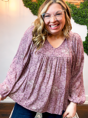 Tied in Bloom Blouse in Dusty Rose