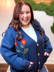 Navy Bloom Cardigan