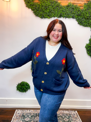 Navy Bloom Cardigan