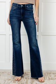 Mid Rise Rhinestone Detail Flare Judy Blue Jeans