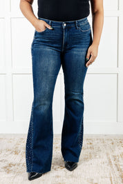 Mid Rise Rhinestone Detail Flare Judy Blue Jeans