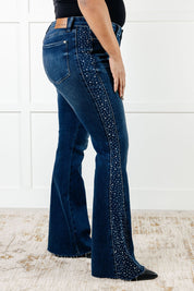 Mid Rise Rhinestone Detail Flare Judy Blue Jeans