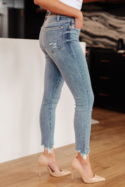 Mid Rise Release Waistband Detail Judy Blue Skinny Jeans