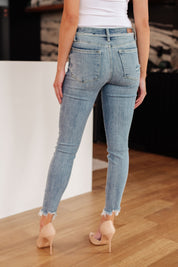 Mid Rise Release Waistband Detail Judy Blue Skinny Jeans