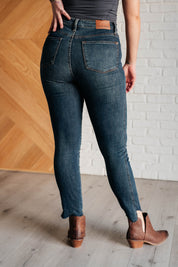 High Rise Tummy Control Step Hem Skinny Judy Blue Jeans