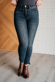 High Rise Tummy Control Step Hem Skinny Judy Blue Jeans