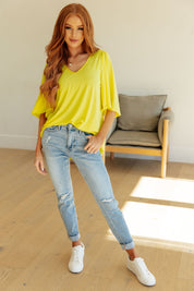 Cali Wrinkle Free Blouse in Neon Yellow