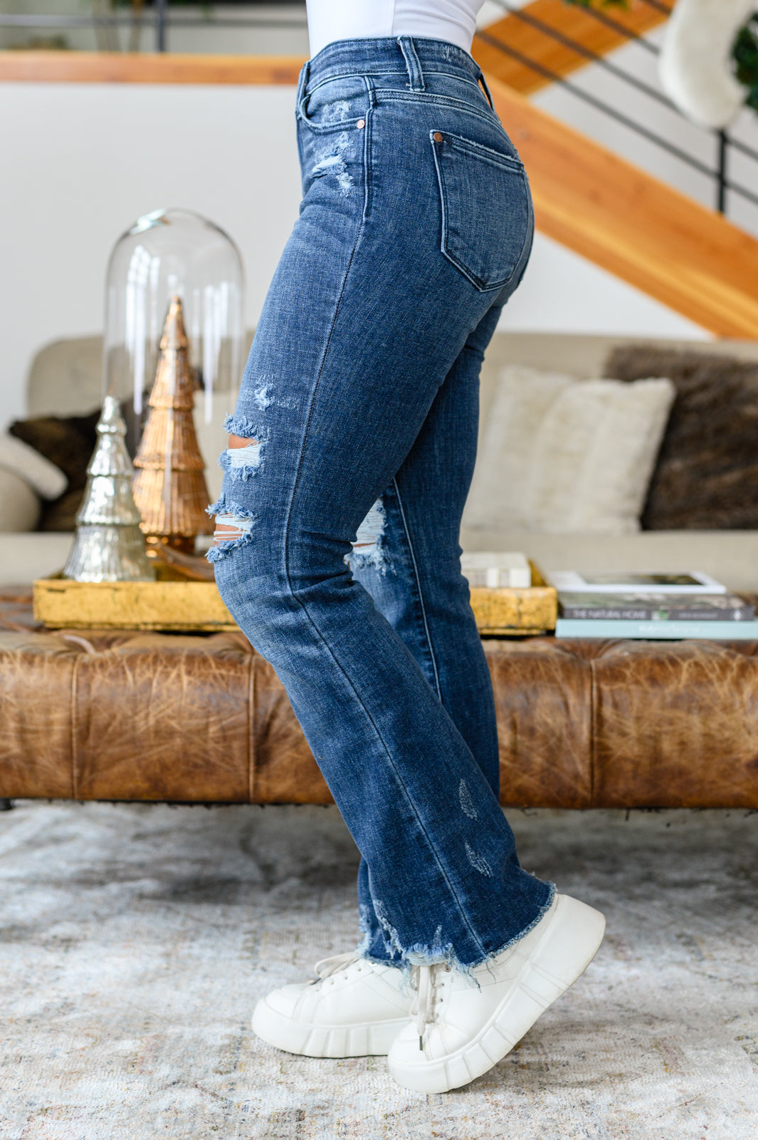 High Contrast Slim Bootcut Destroyed Judy Blue Jeans