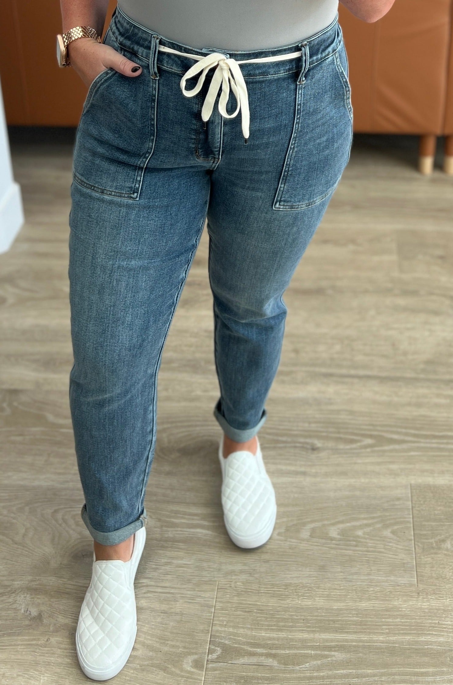 Pull On Denim Judy Blue Joggers in Medium Wash