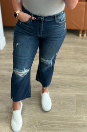 High Rise Distressed Wide Leg Crop Judy Blue Jeans