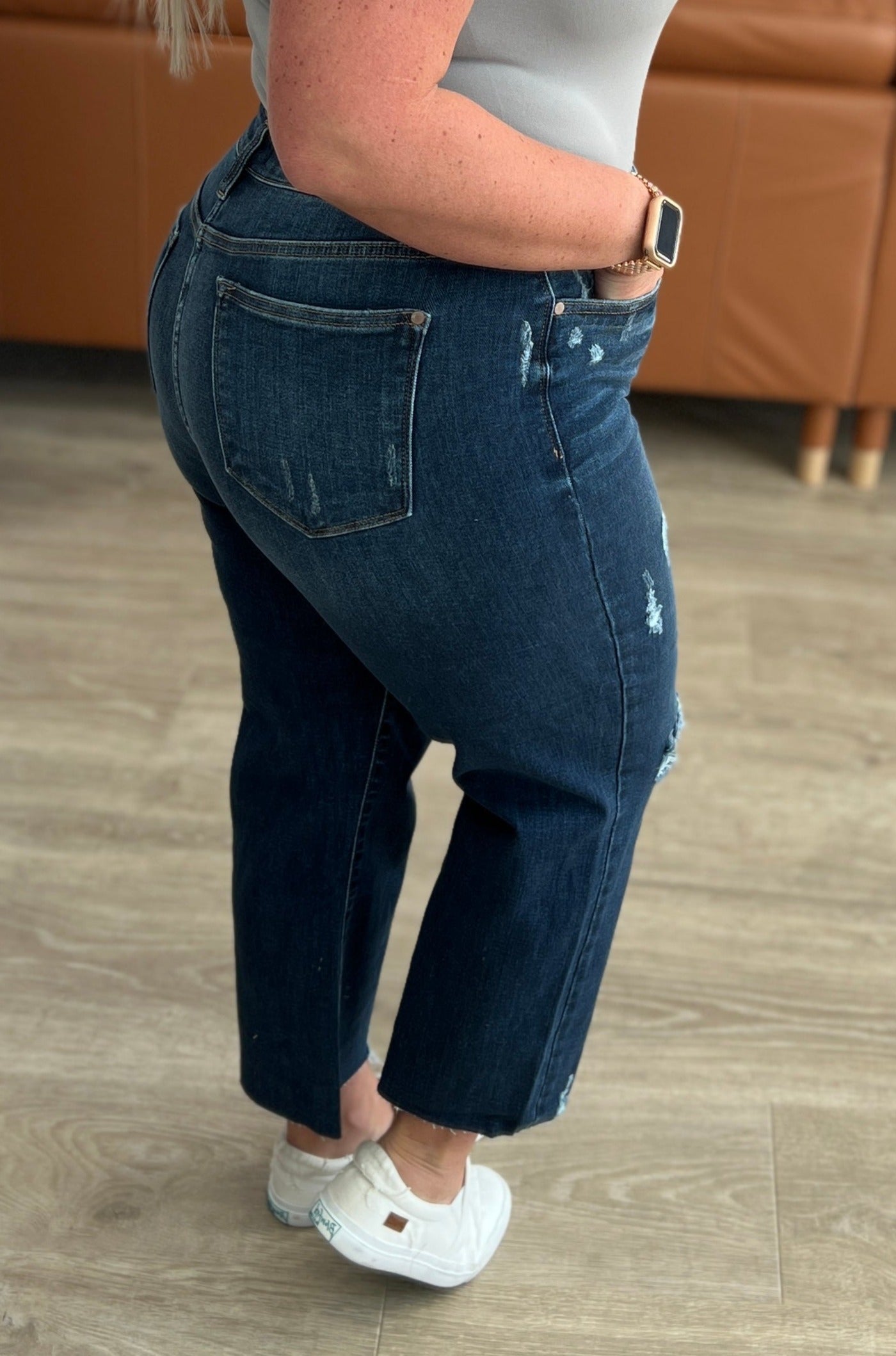 High Rise Distressed Wide Leg Crop Judy Blue Jeans