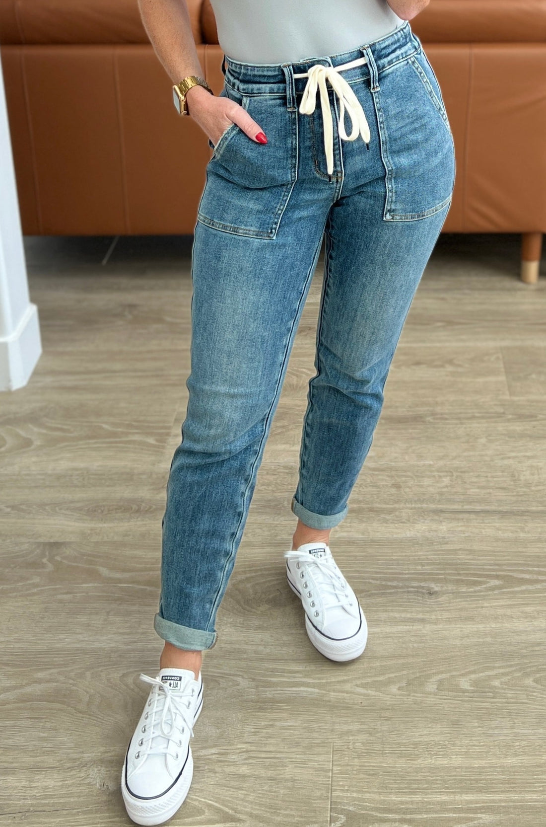 Pull On Denim Judy Blue Joggers in Medium Wash