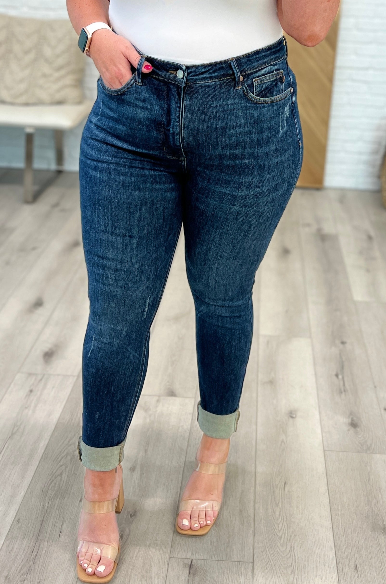 High Rise No Holes Tummy Control Skinny Judy Blue Jeans