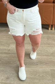 High Rise Rigid Magic Cutoff Judy Blue Shorts in White