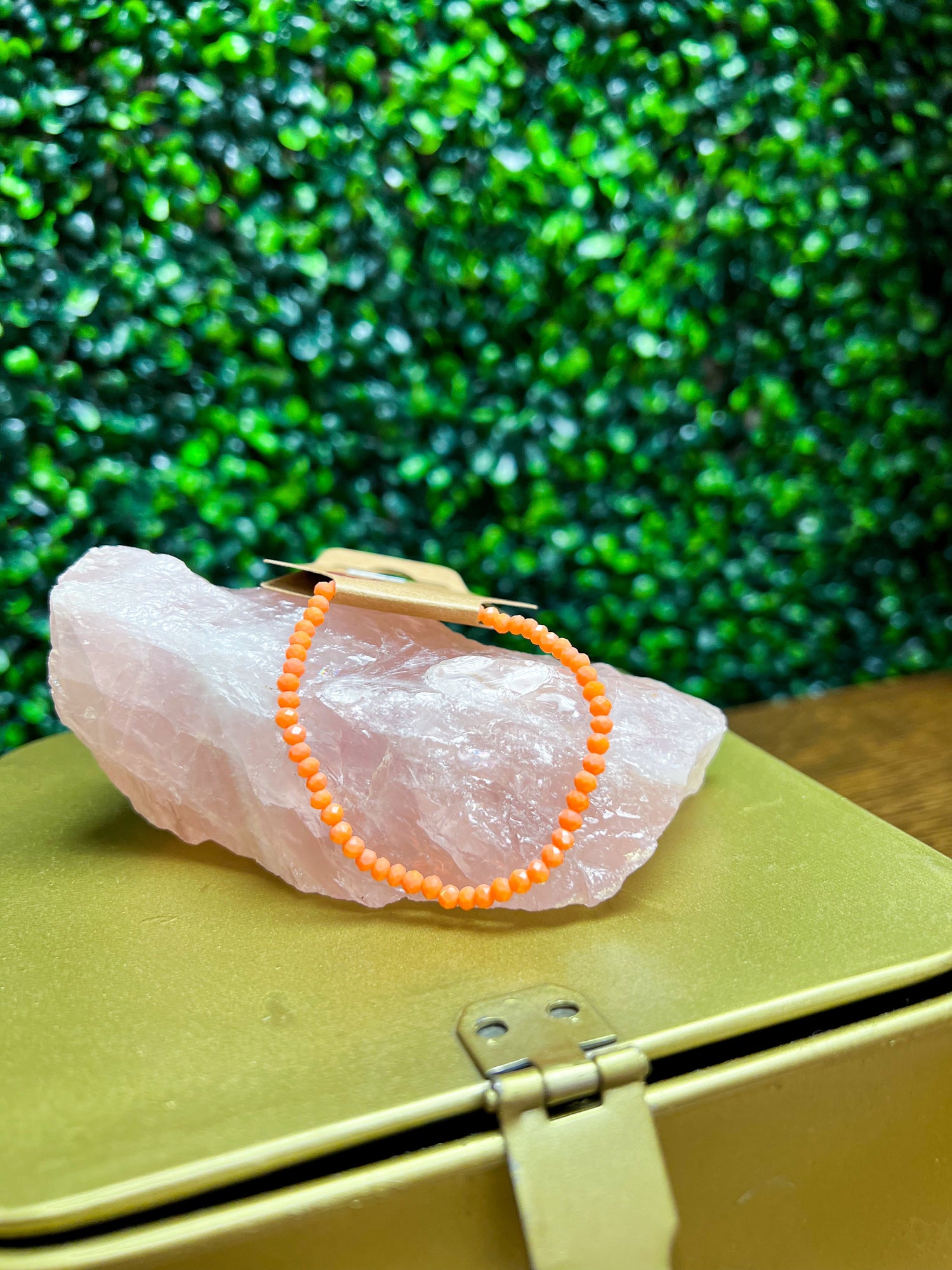 Glass Sparkle Stretch Bracelet - Coral *FINAL SALE*