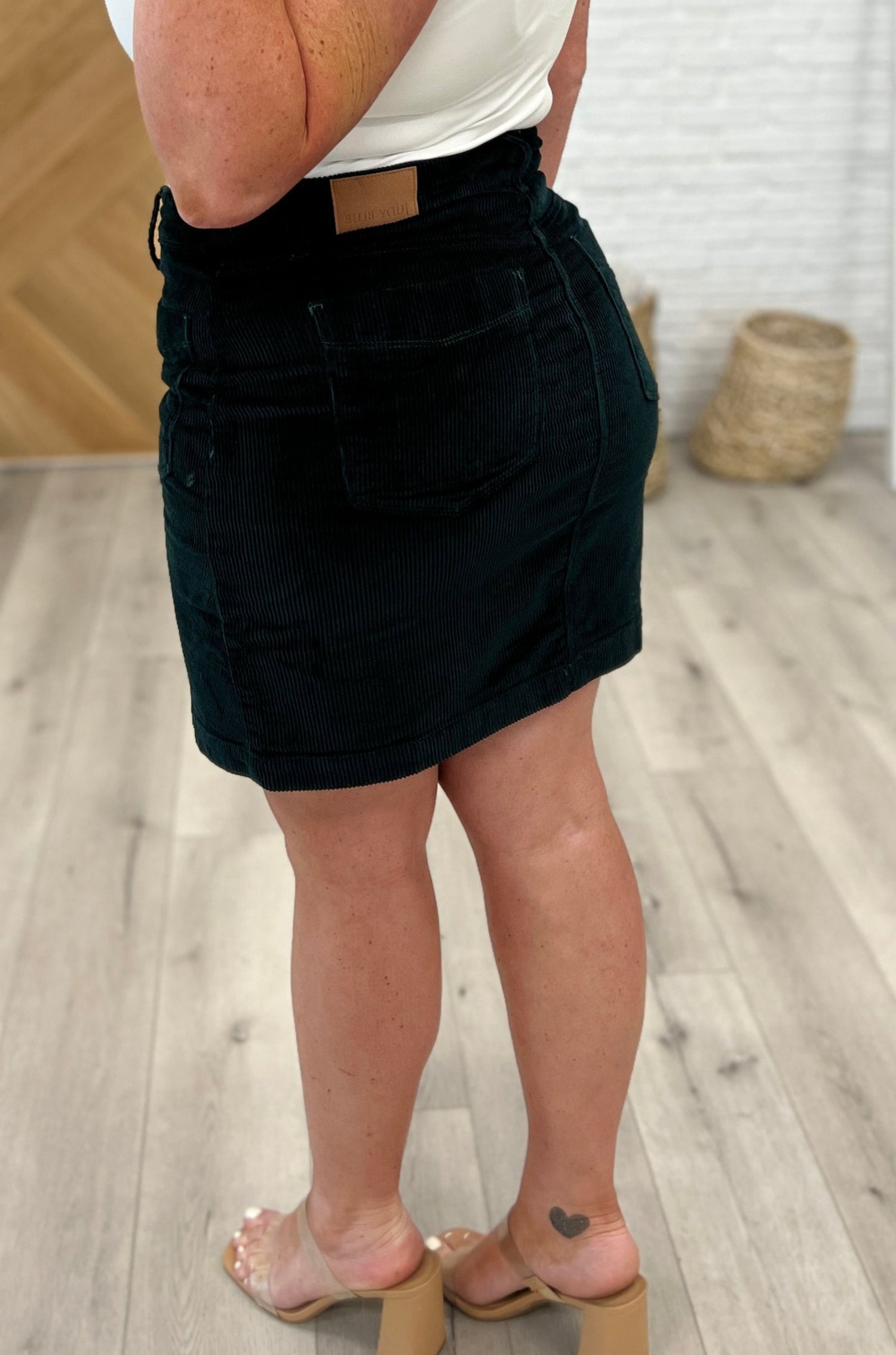 Corduroy Patch Pocket Judy Blue Skirt in Emerald
