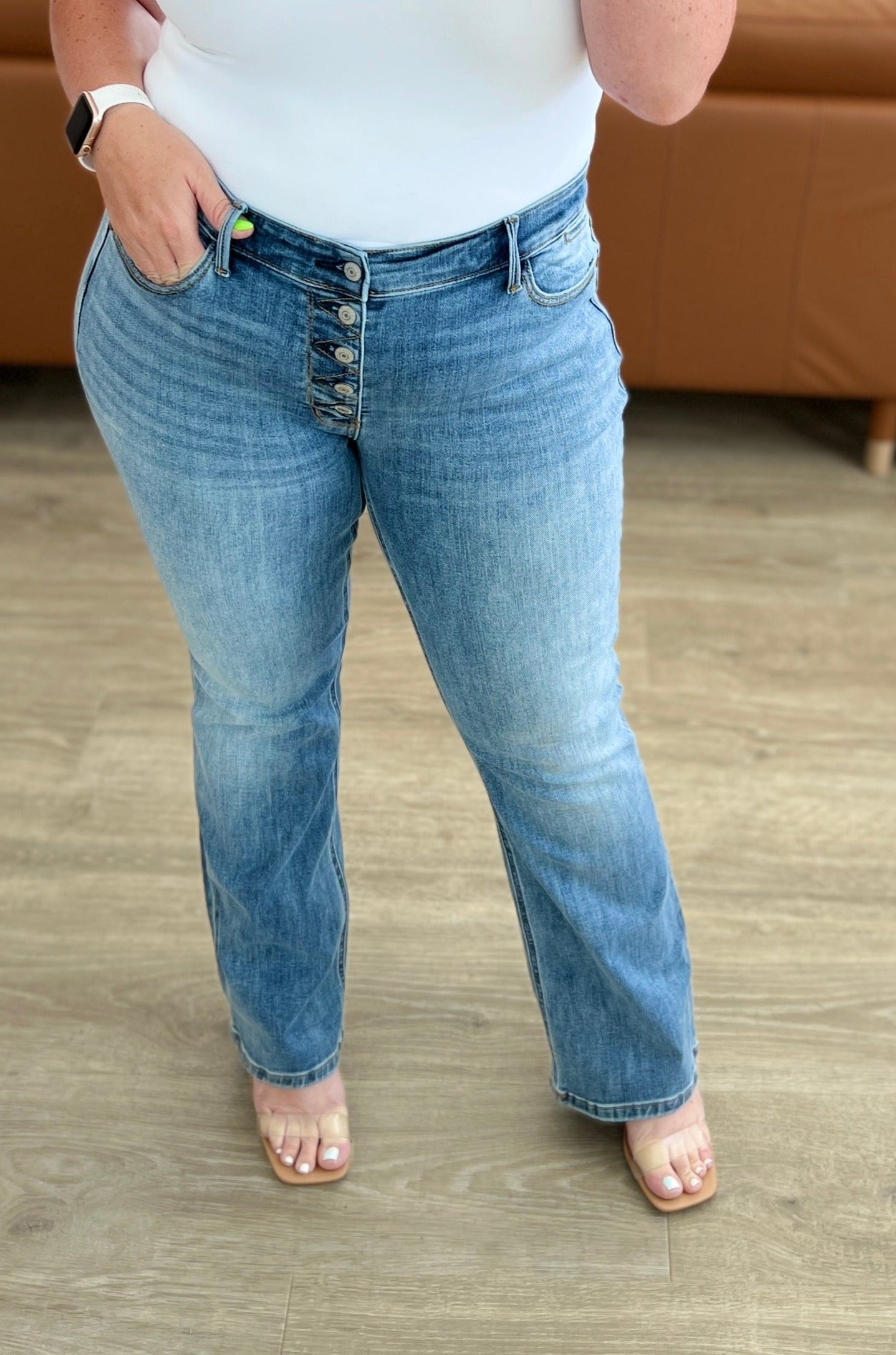 Mid Rise Vintage Button Fly Bootcut Judy Blue Jeans