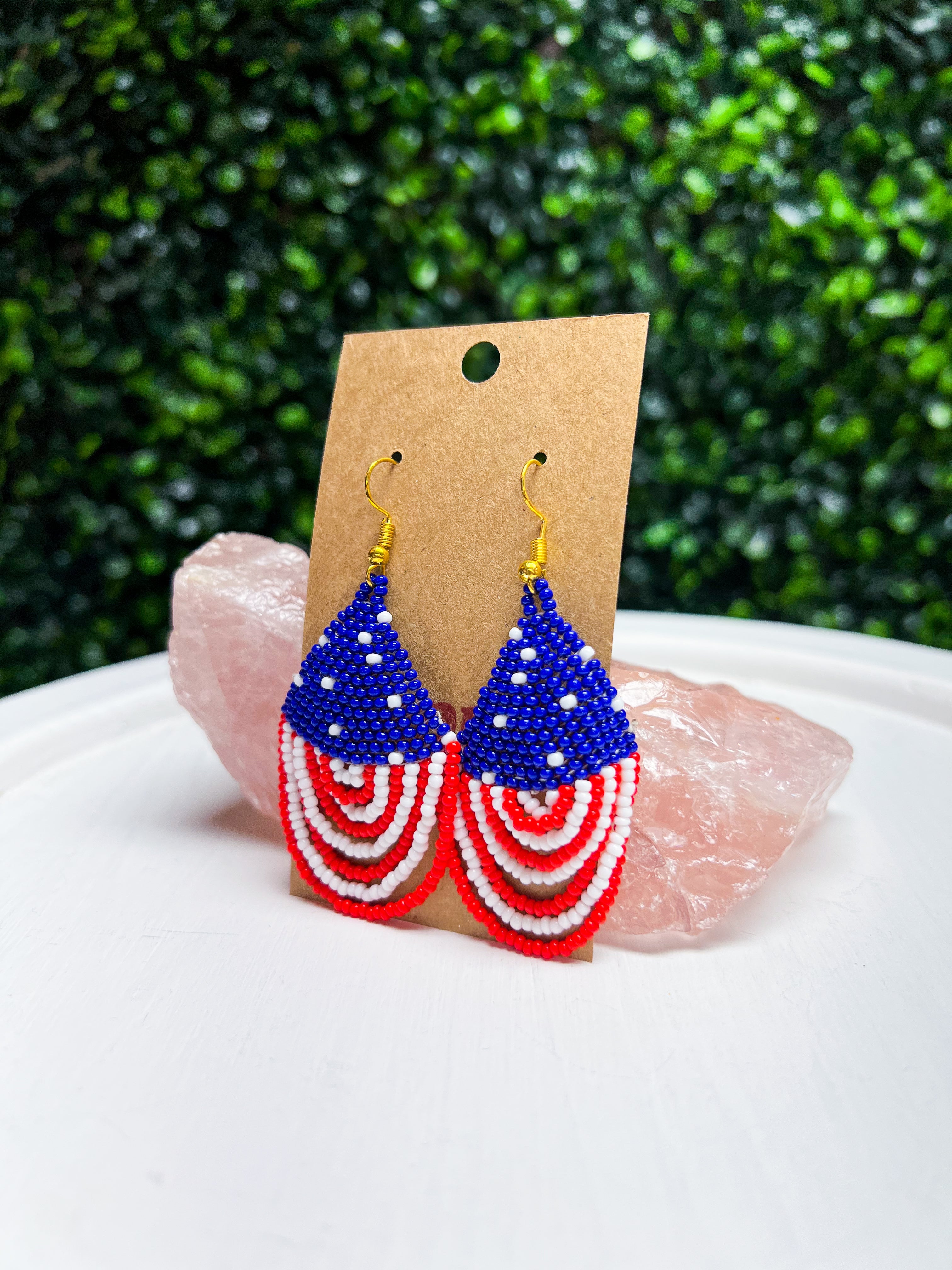 Seed Bead USA Fringe Earrings *FINAL SALE*