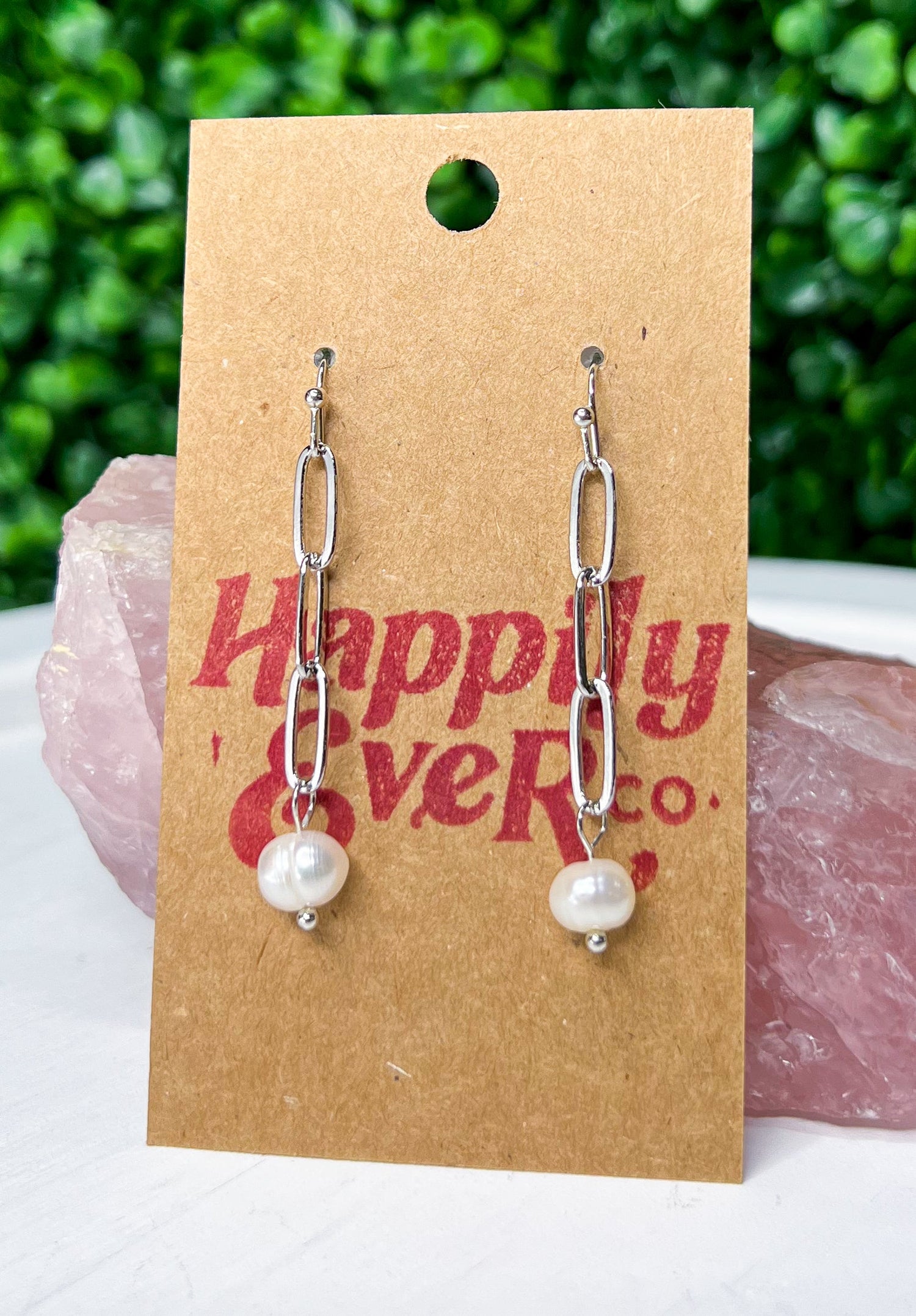 Paper Clip Freshwater Pearl Drop Earrings *FINAL SALE*