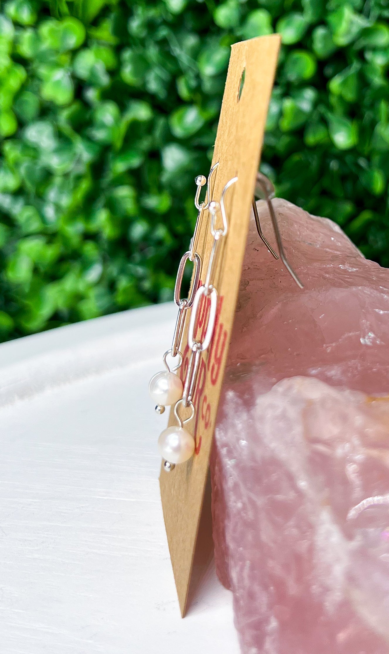 Paper Clip Freshwater Pearl Drop Earrings *FINAL SALE*