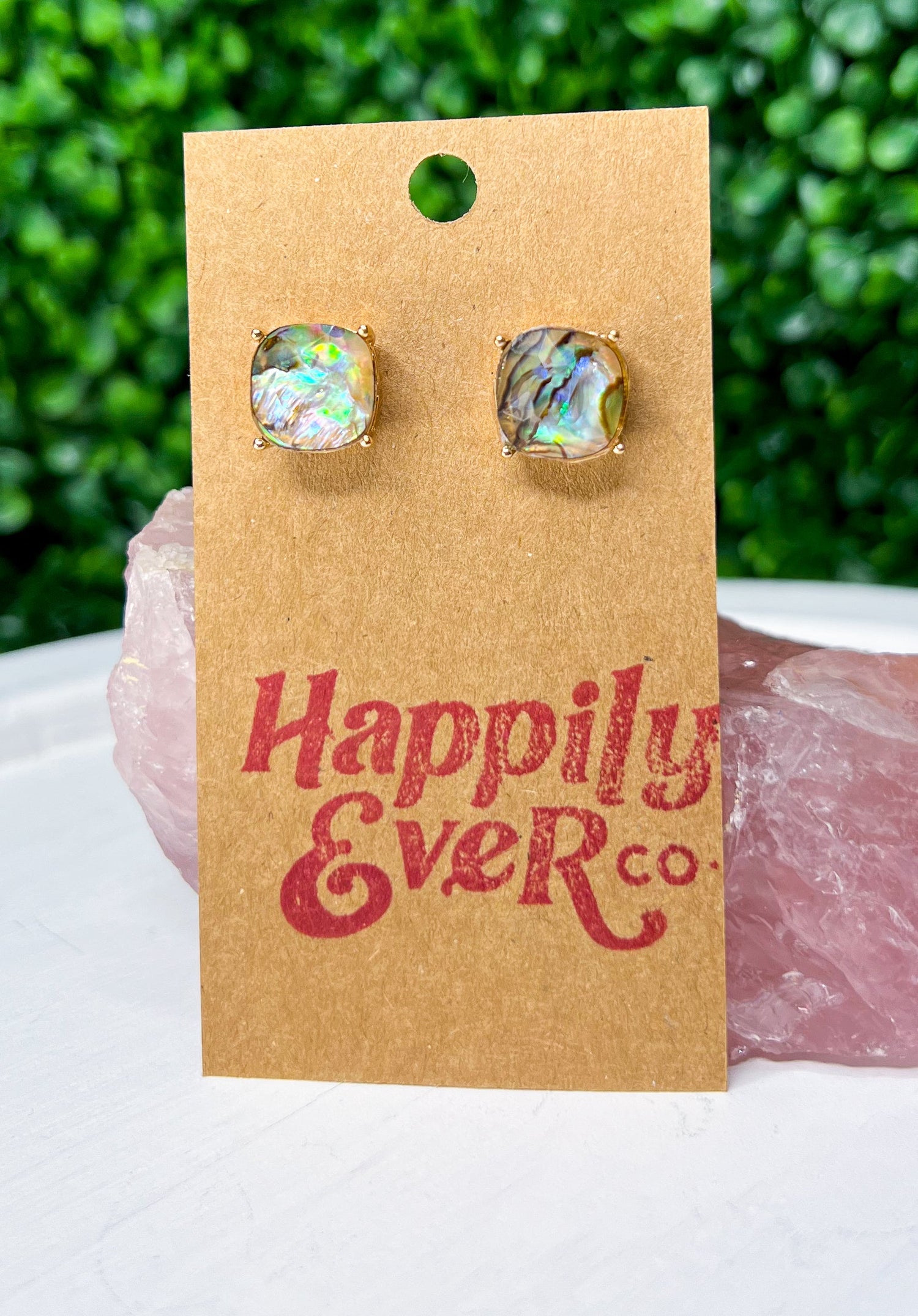 Abalone Cushion Cut Stud Earrings *FINAL SALE*