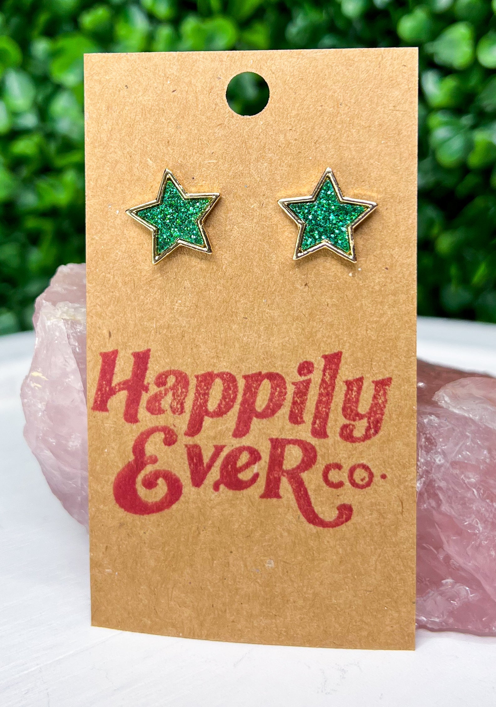 Glitter Star Stud Earrings - Emerald *FINAL SALE*