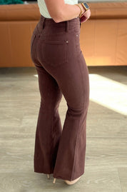 High Rise Tummy Control Flare Judy Blue Jeans in Espresso
