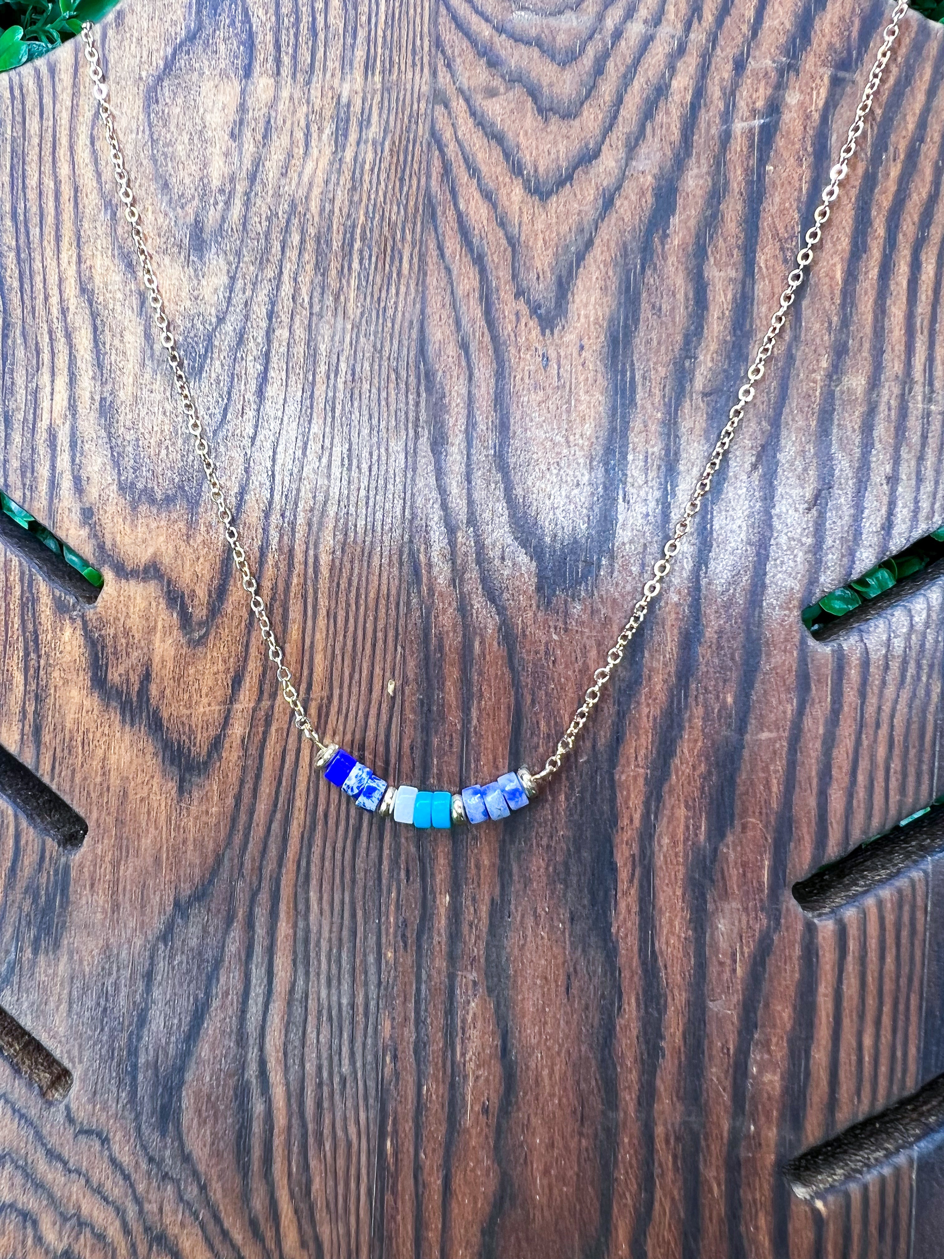 Natural Stone Necklace - Navy/Turquoise *FINAL SALE*