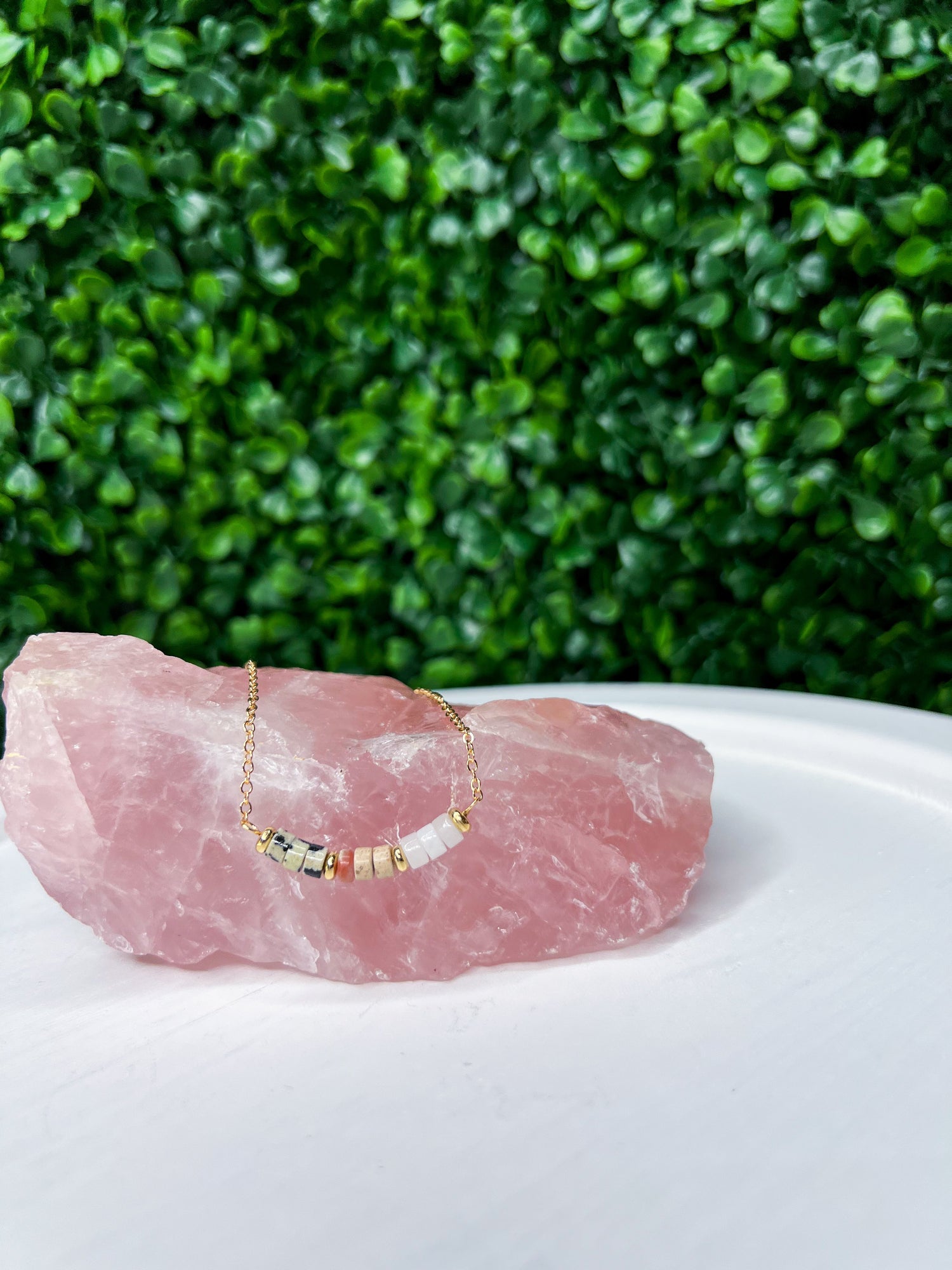 Natural Stone Bracelet -Pink/Ivory *FINAL SALE*