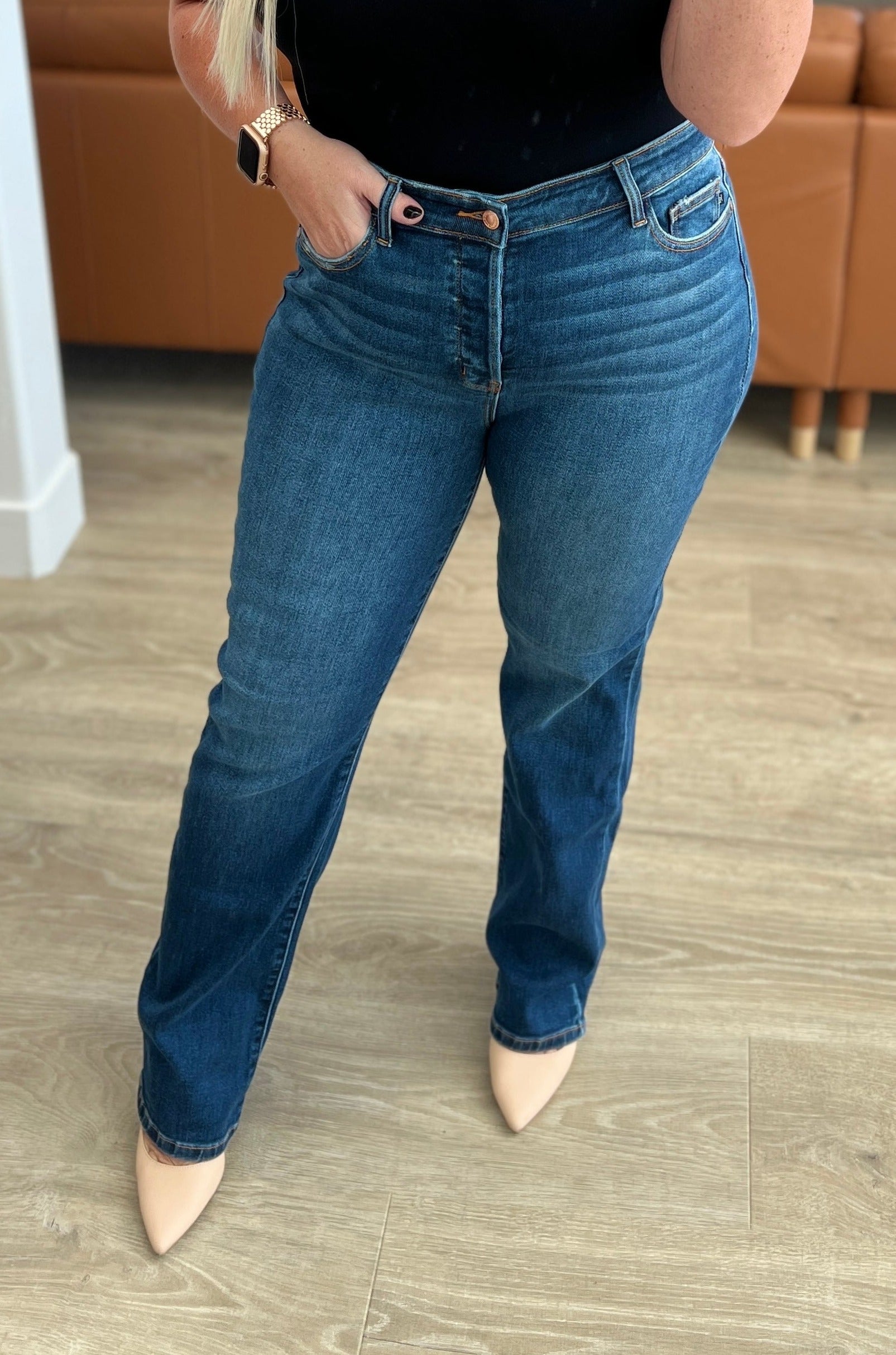 High Rise Button Fly Dad Relaxed Judy Blue Jeans