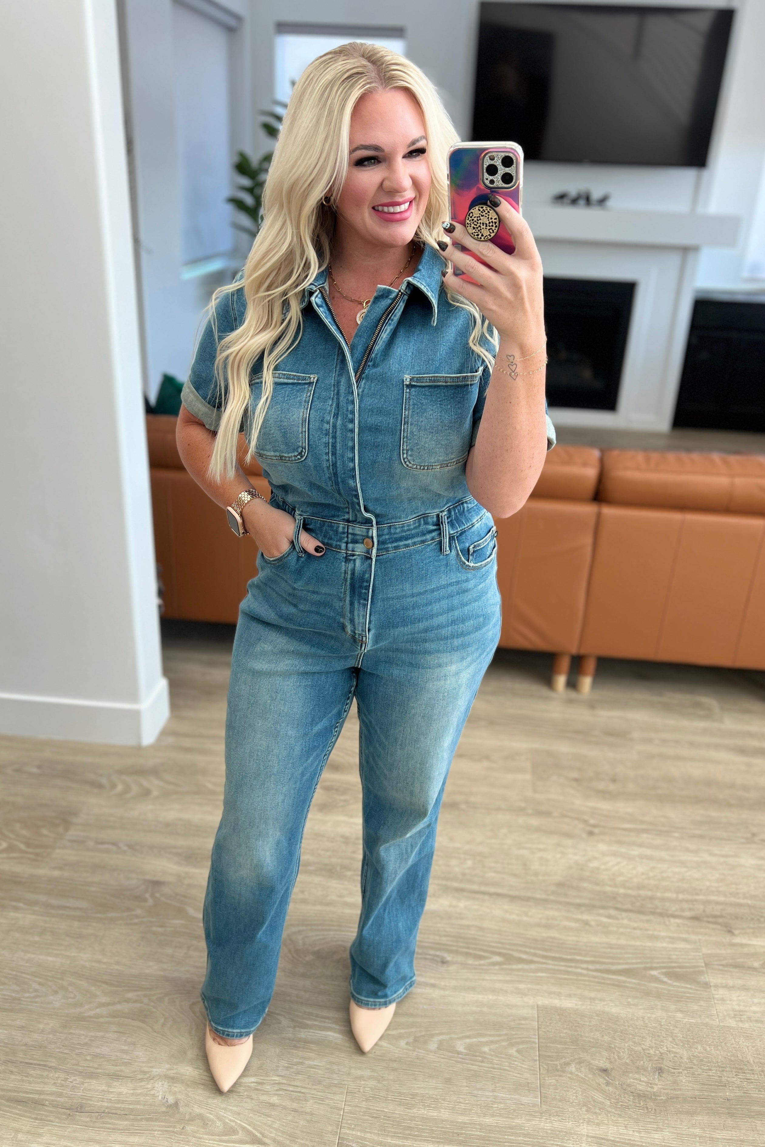 Short Sleeve Denim Judy Blue Jumpsuit